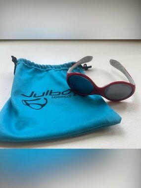 Julbo Baby Red Sunglasses with Blue Pouch Ski Hike Polarized Lens